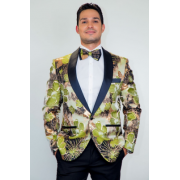 Monte Carlo Green Floral Modern Fit Tuxedo Jacket